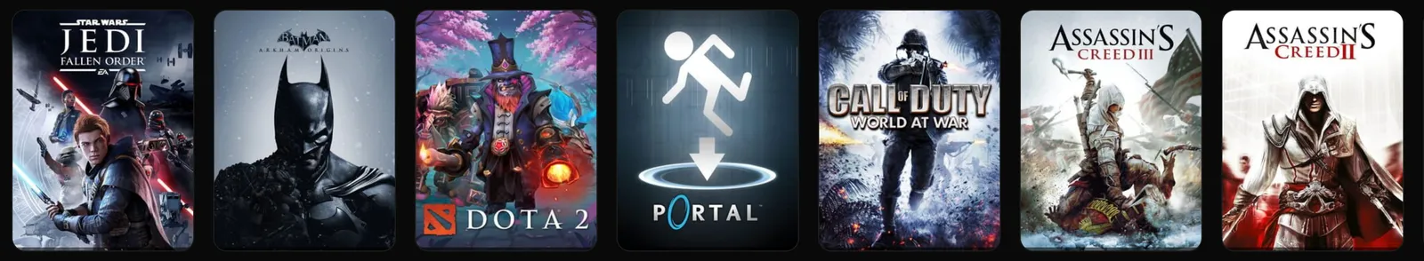 A row of game covers from a library on the shelf